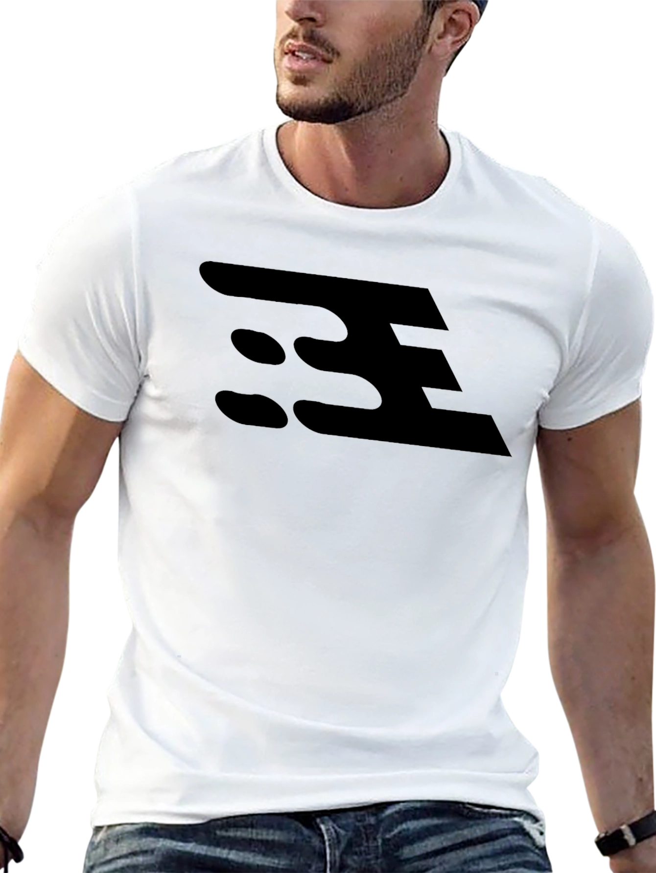 Modern Abstract Logo Black T-Shirt