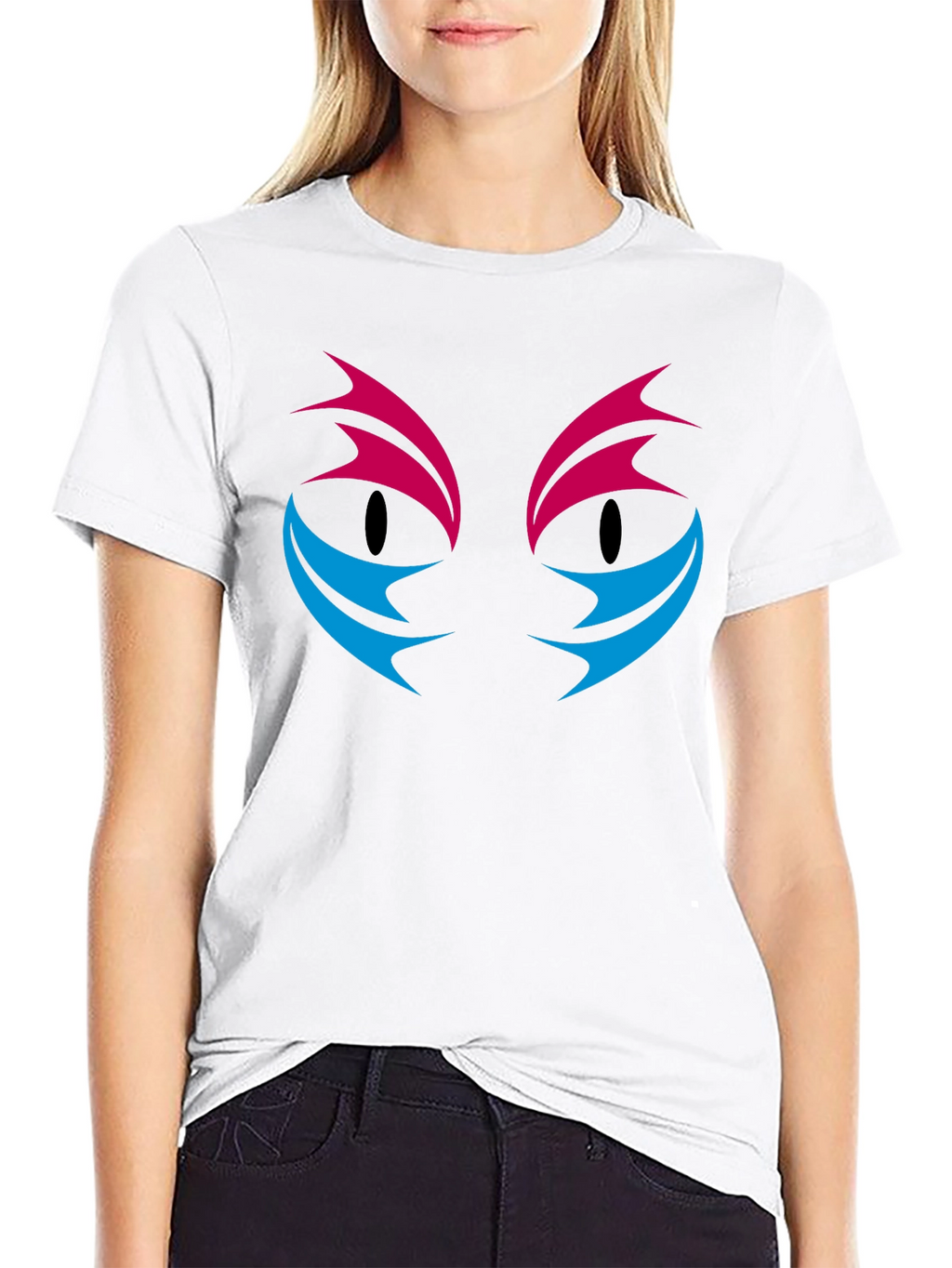 Abstract Cat Eyes Graphic Print T-Shirt