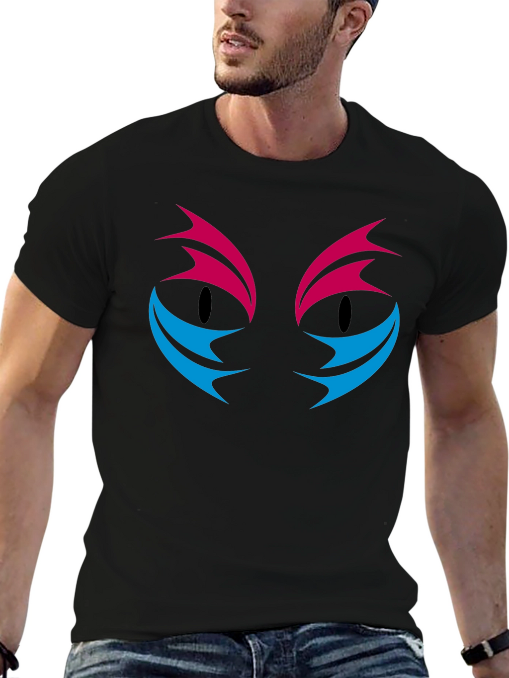 Abstract Cat Eyes Graphic Print T-Shirt