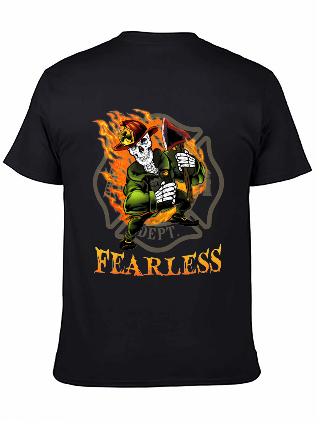 Fearless Firefighter Skeleton Graphic T-Shirt
