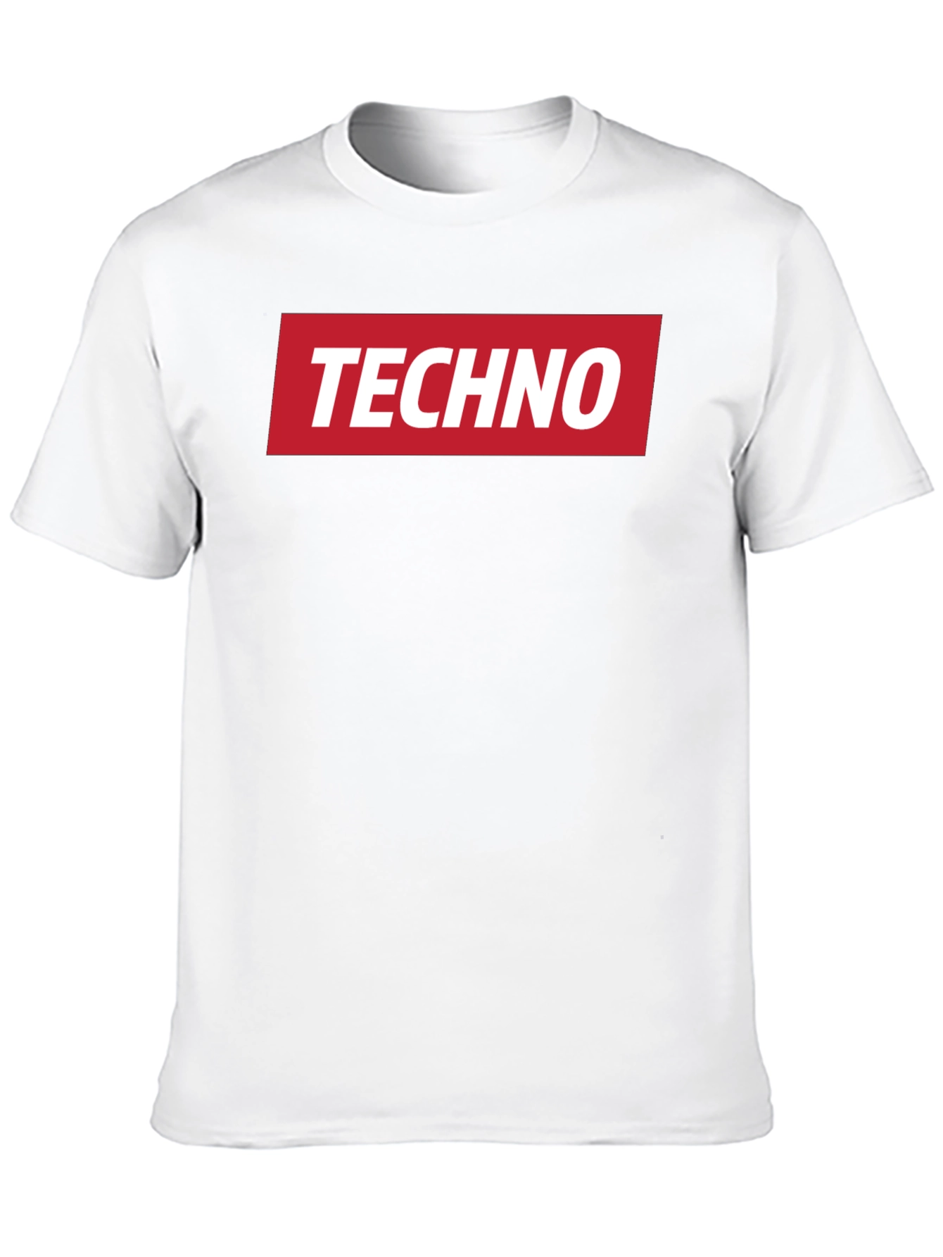 Techno Music T-Shirt - Red Box Logo - Black