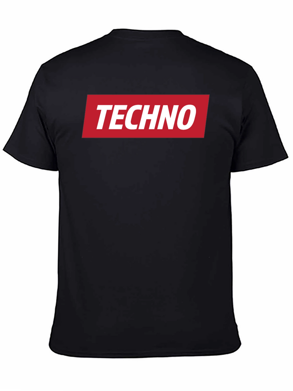 Techno Music T-Shirt - Red Box Logo - Black