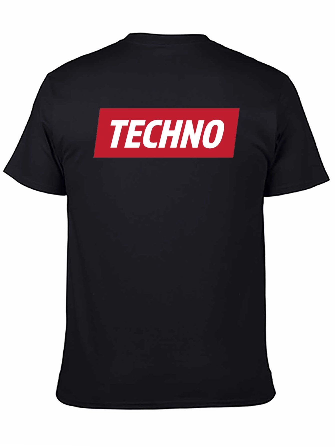 Techno Music T-Shirt - Red Box Logo - Black