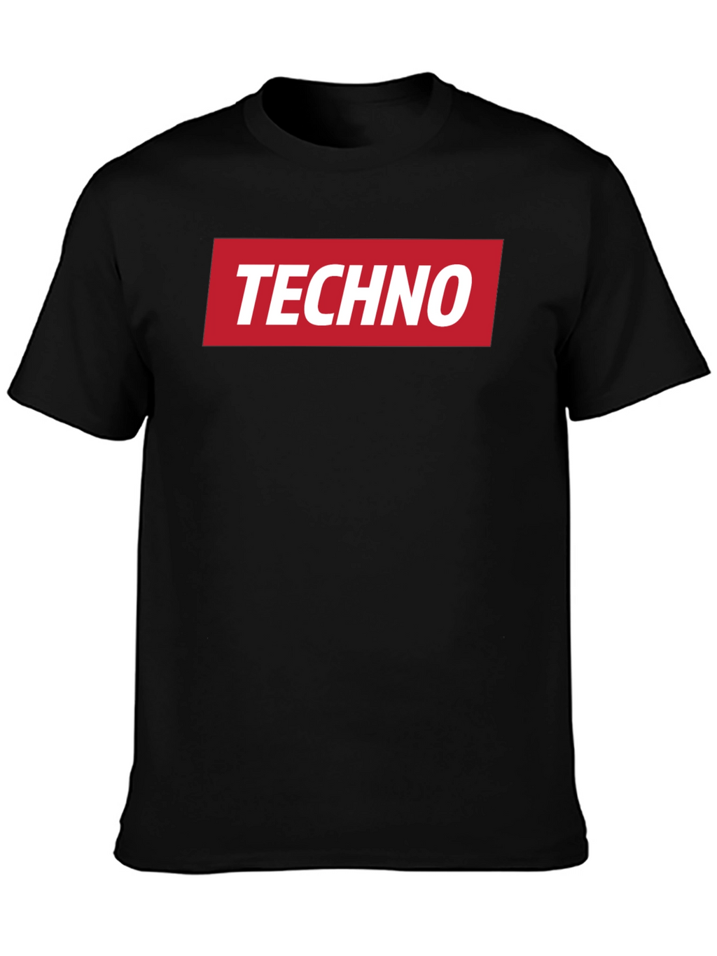 Techno Music T-Shirt - Red Box Logo - Black
