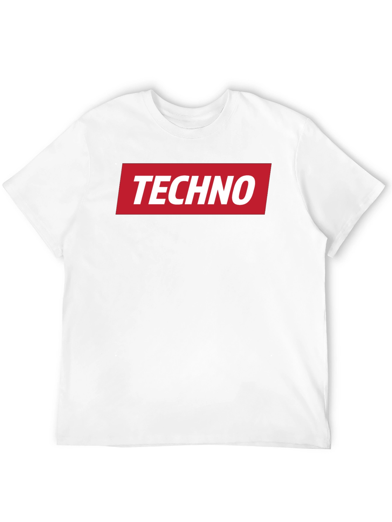 Techno Music T-Shirt - Red Box Logo - Black