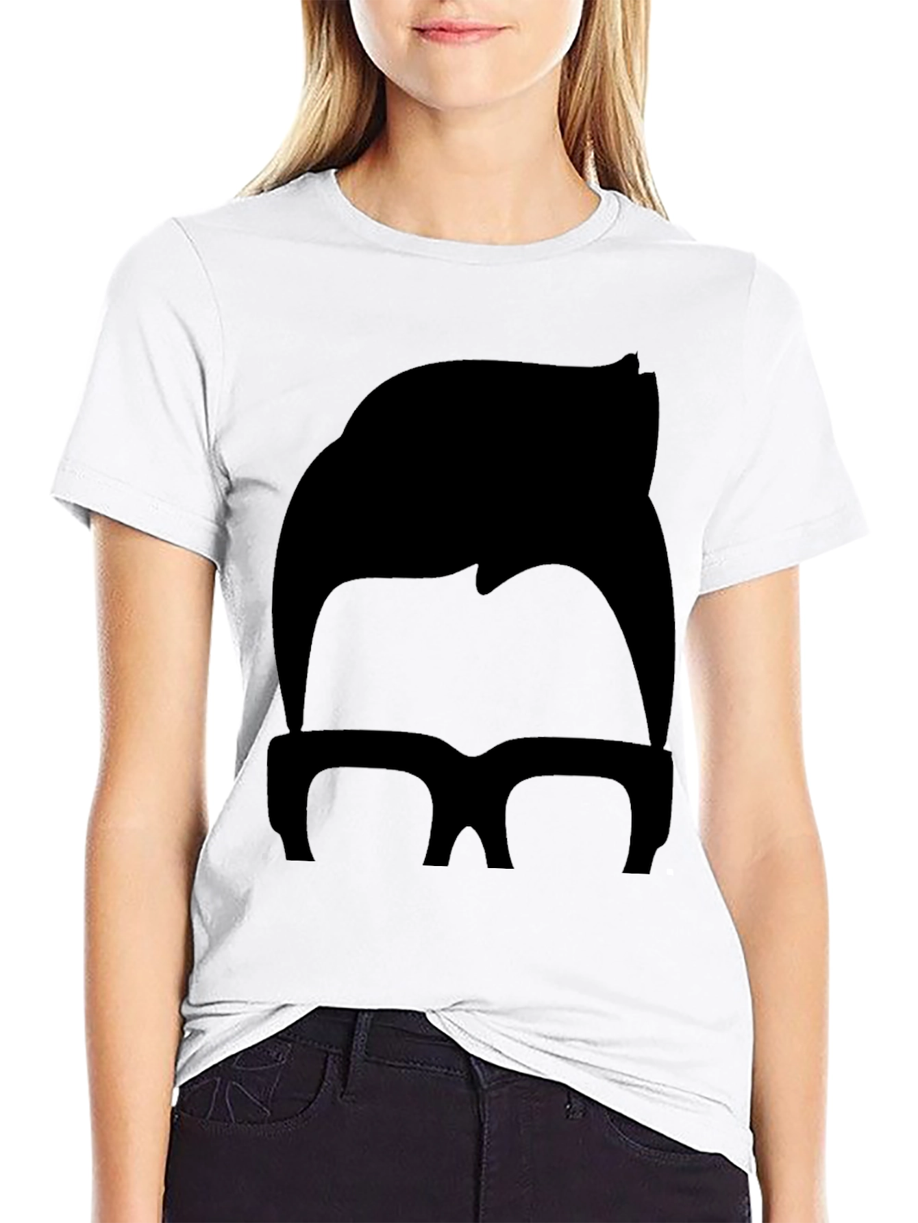 Retro Hair & Glasses Graphic Tee - Black