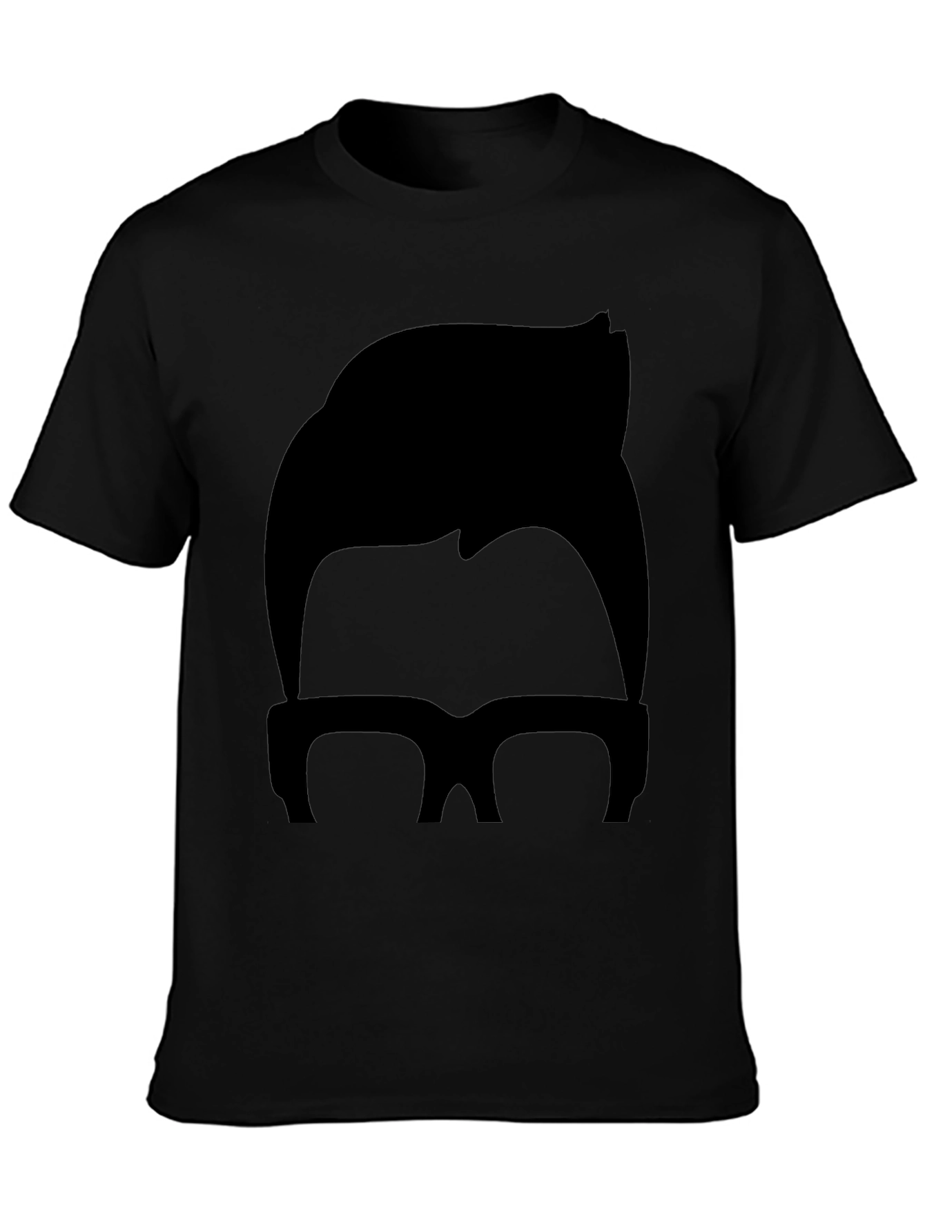 Retro Hair & Glasses Graphic Tee - Black