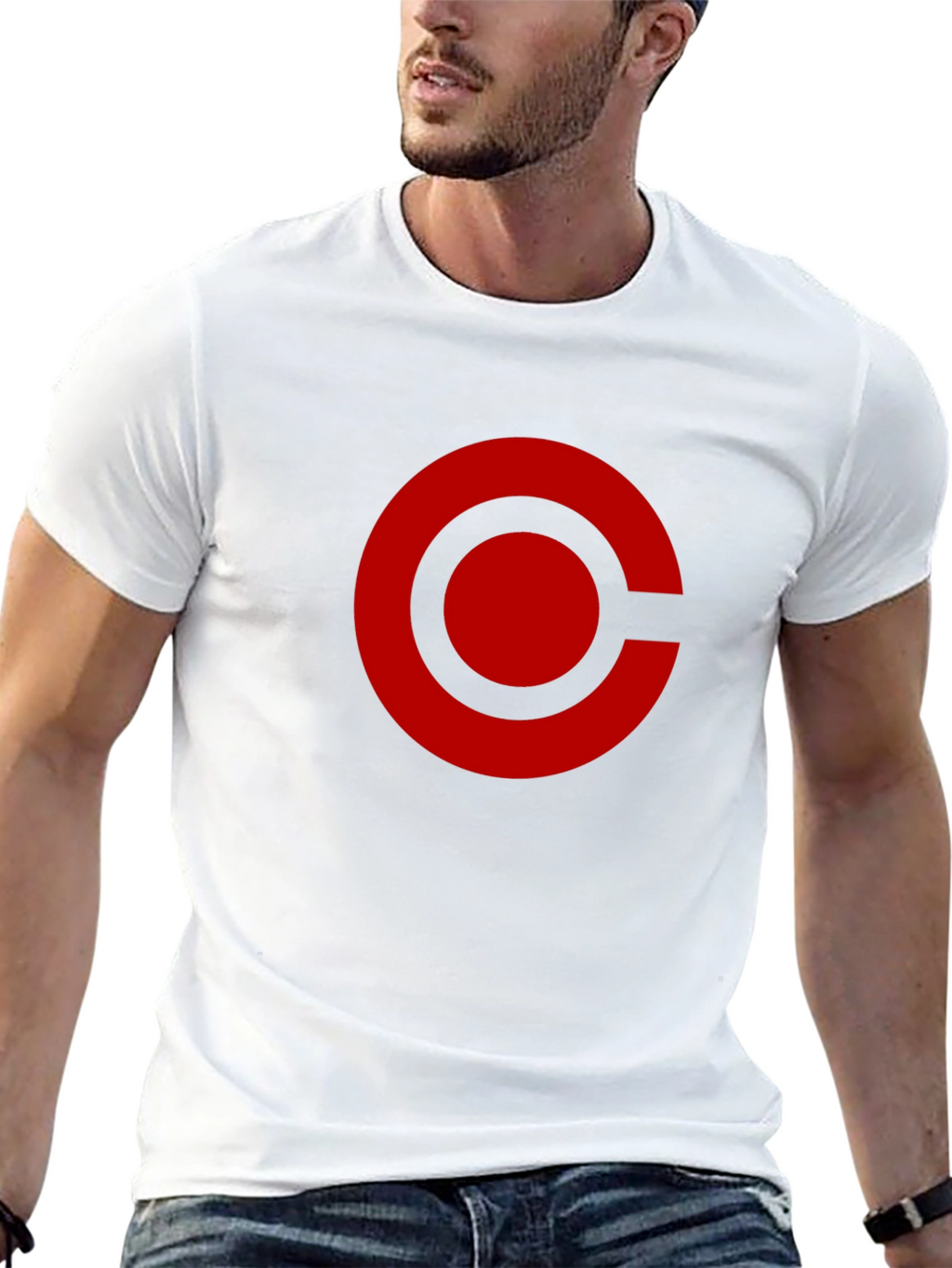 Red Circle Graphic Black T-Shirt