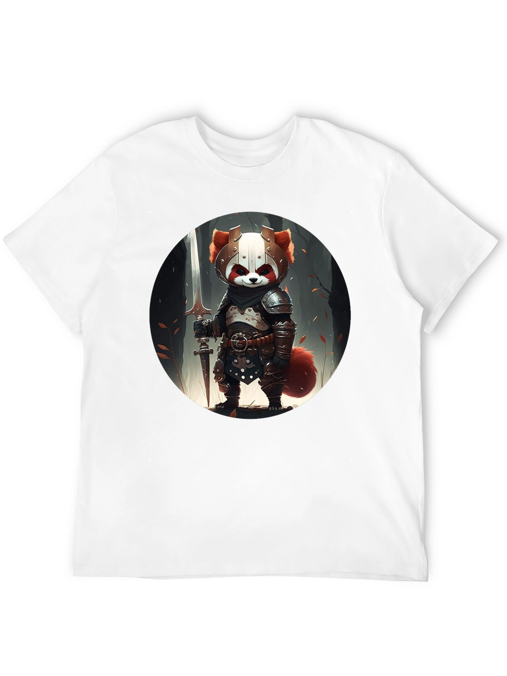Red Panda Knight Graphic Tee - Unique Black T-Shirt