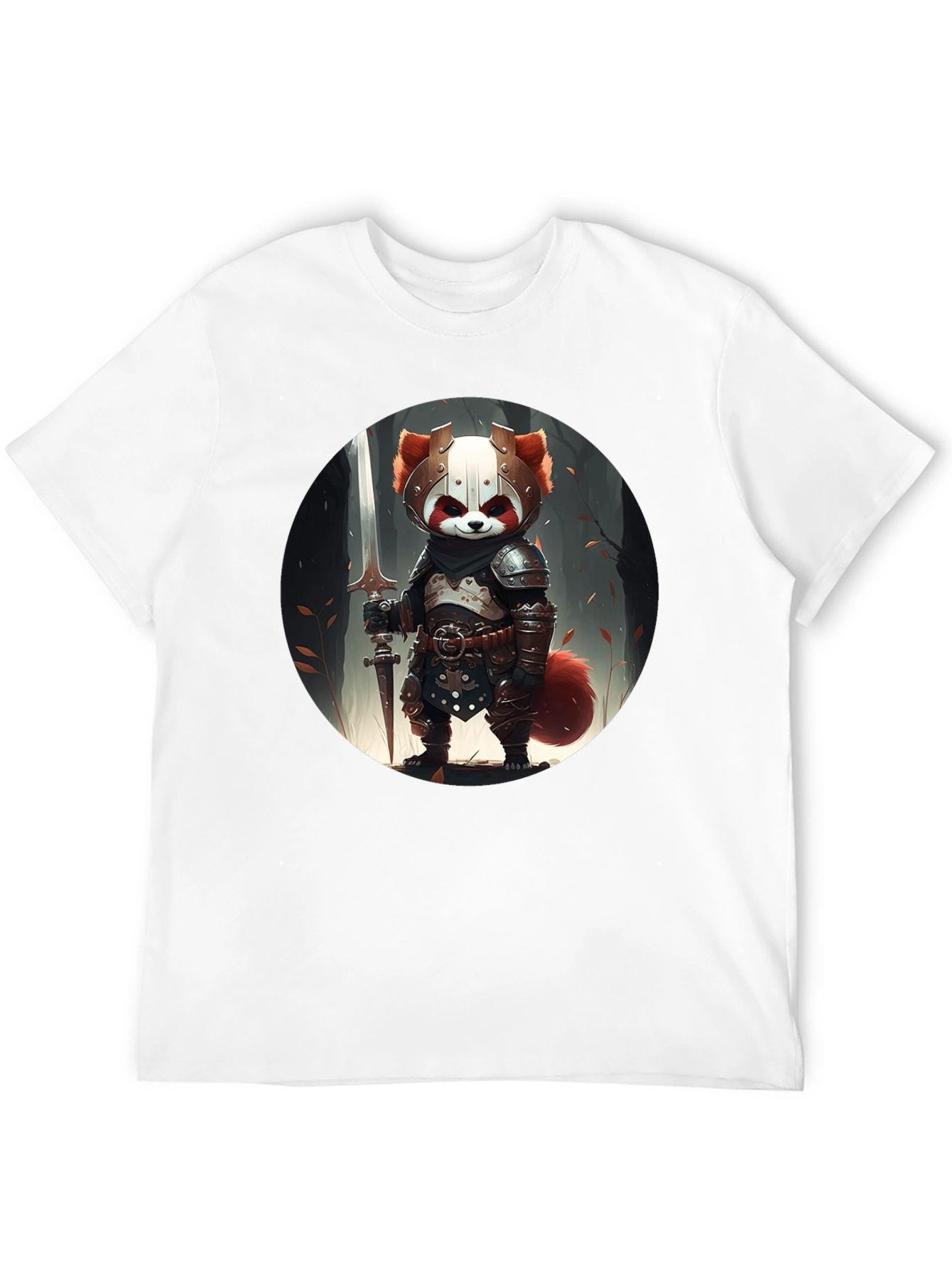 Red Panda Knight Graphic Tee - Unique Black T-Shirt