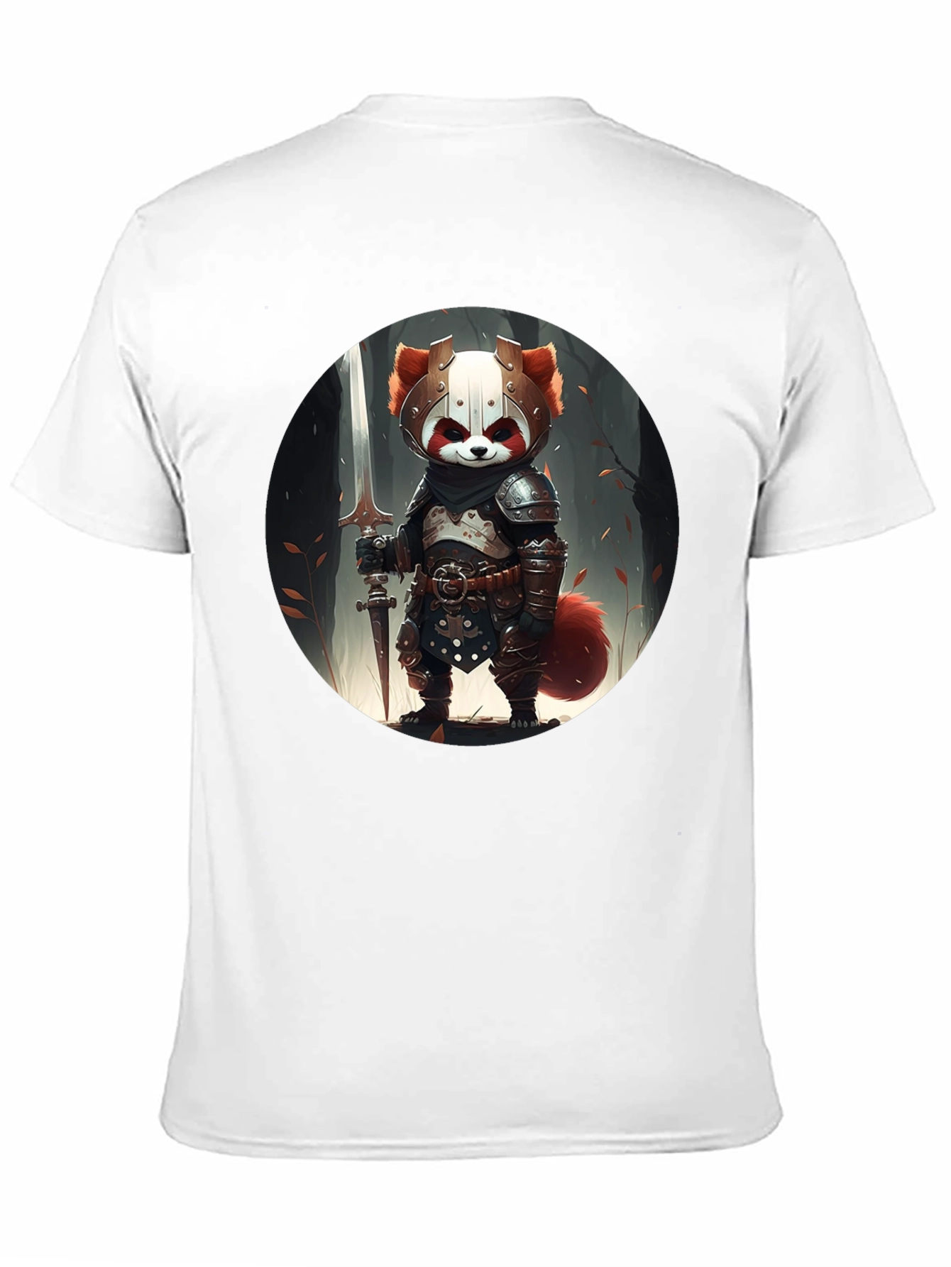 Red Panda Knight Graphic Tee - Unique Black T-Shirt