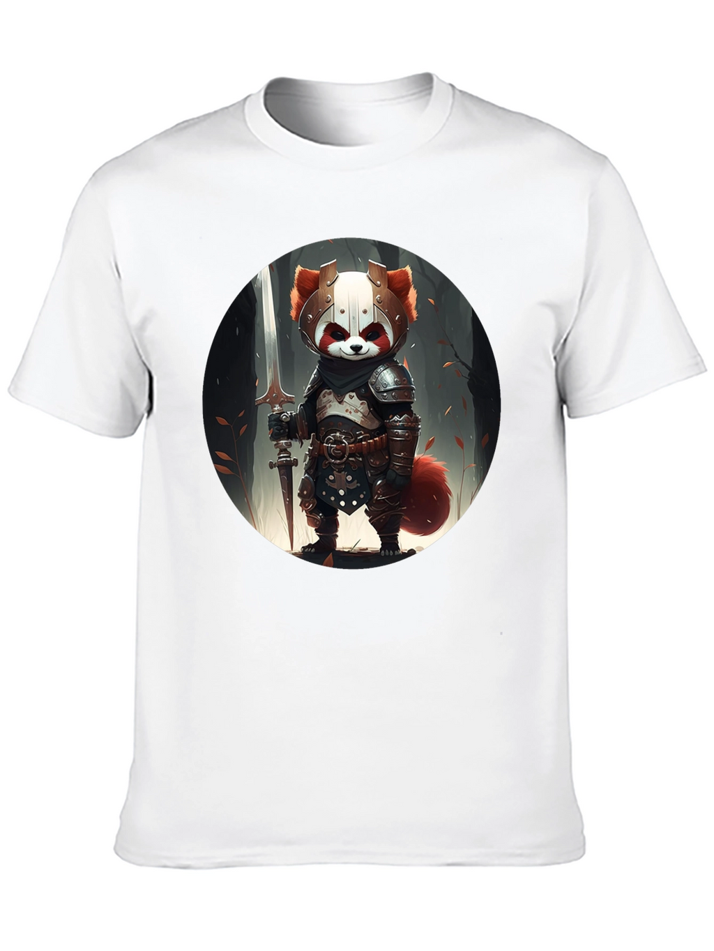 Red Panda Knight Graphic Tee - Unique Black T-Shirt