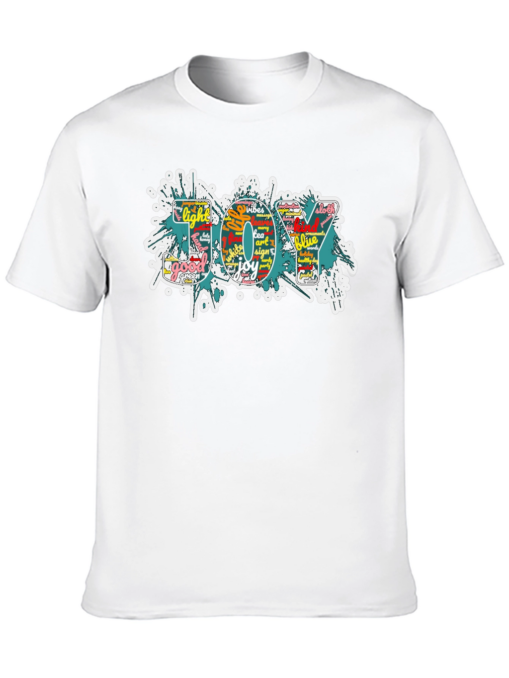 Joy Word Art Mens Black Graphic T-Shirt