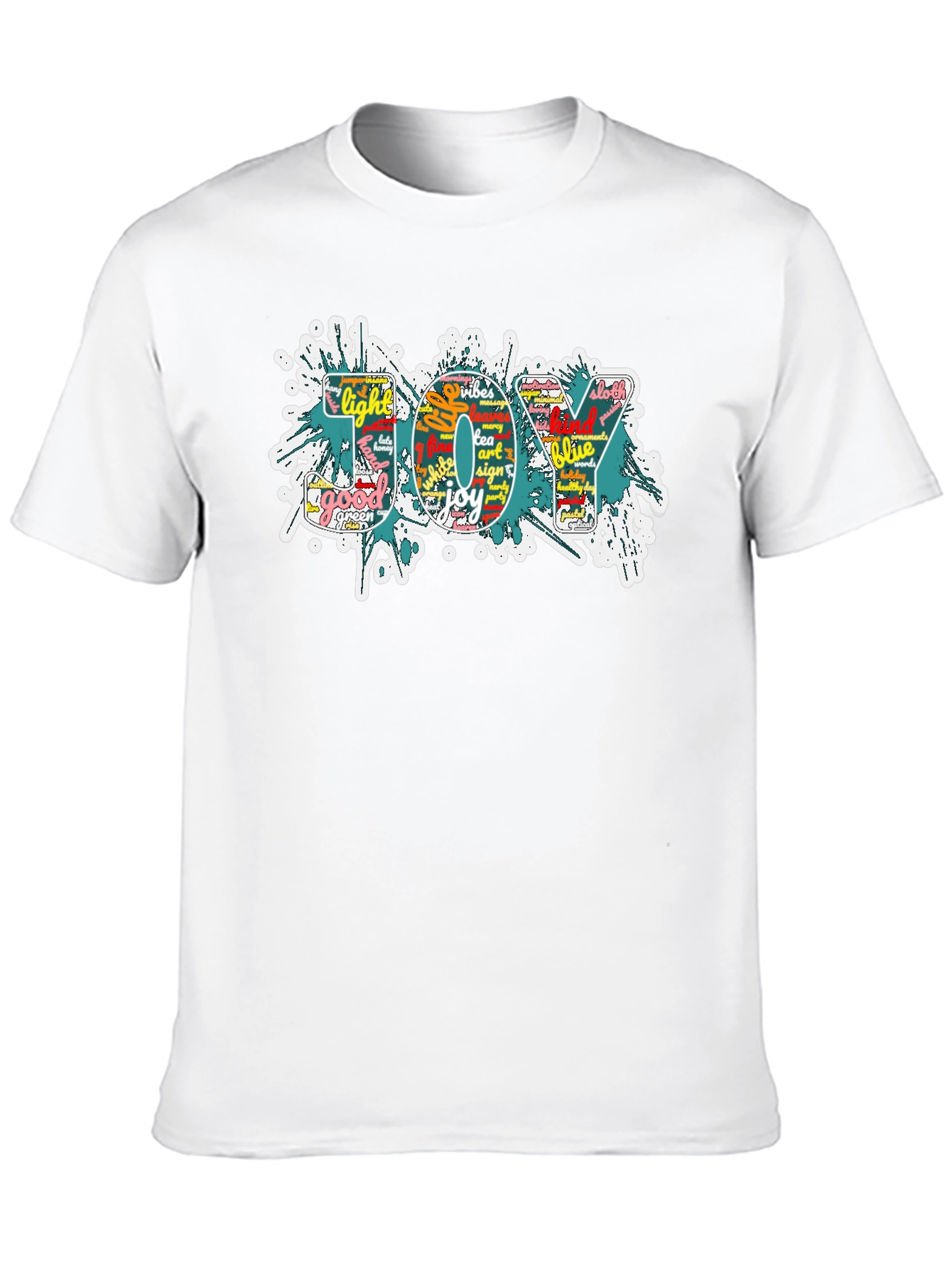Joy Word Art Mens Black Graphic T-Shirt