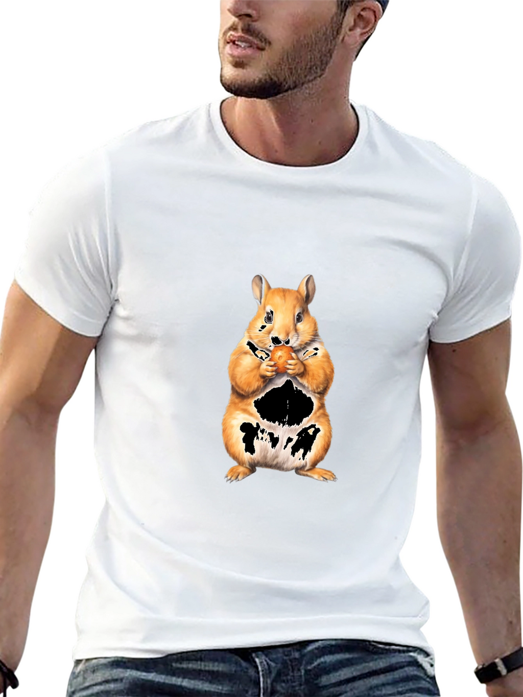 Squirrel Eating Nut Black T-Shirt