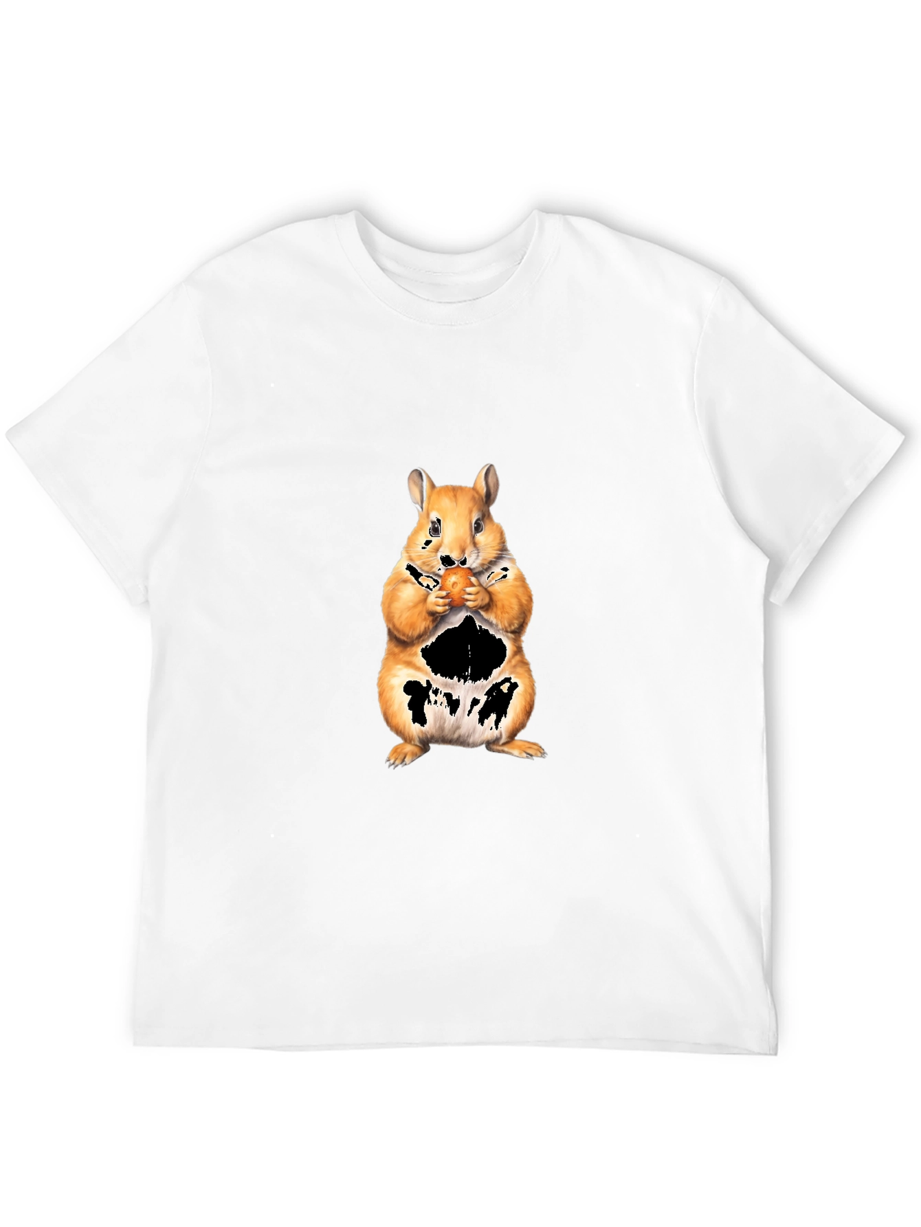 Squirrel Eating Nut Black T-Shirt