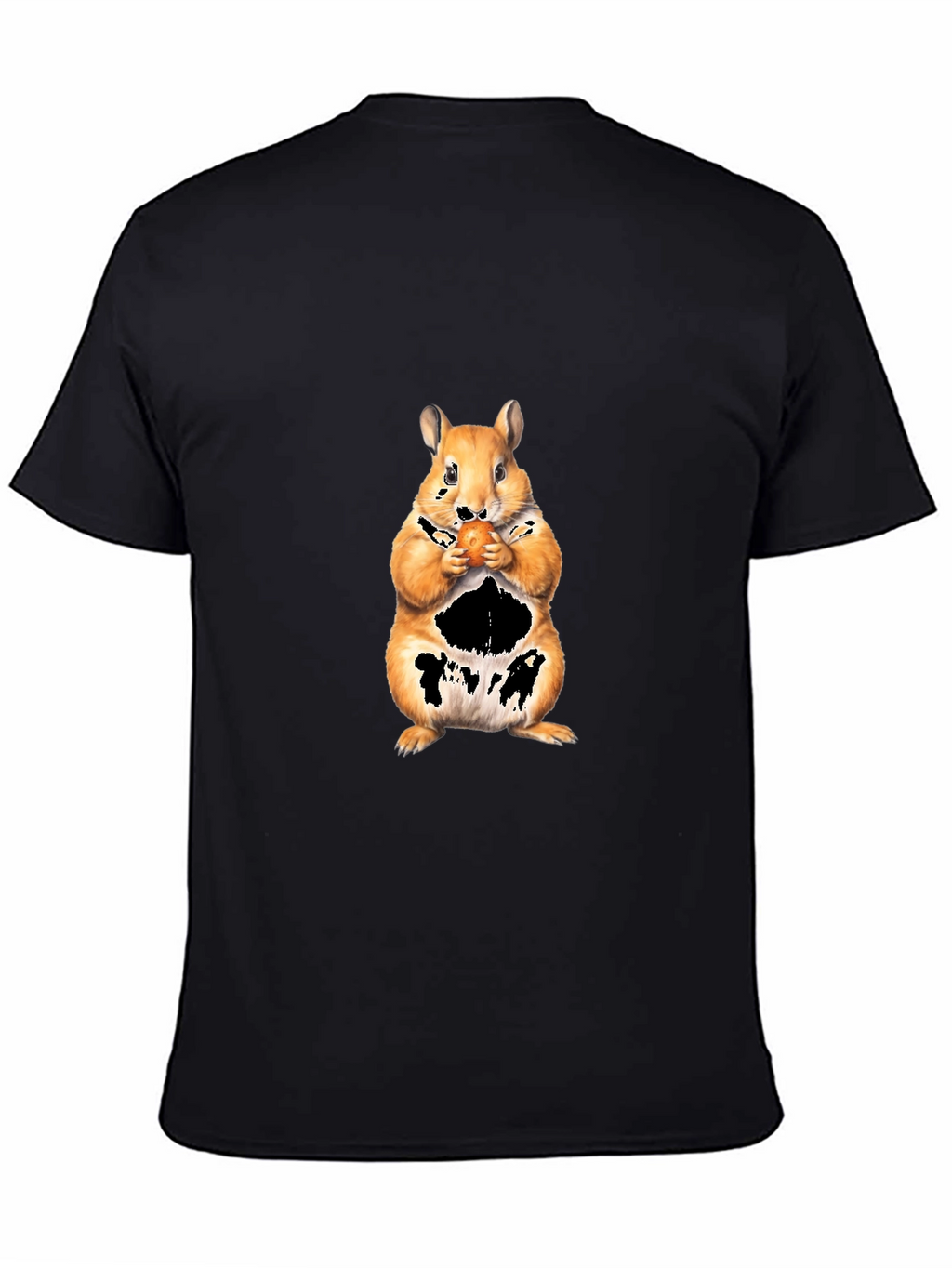 Squirrel Eating Nut Black T-Shirt
