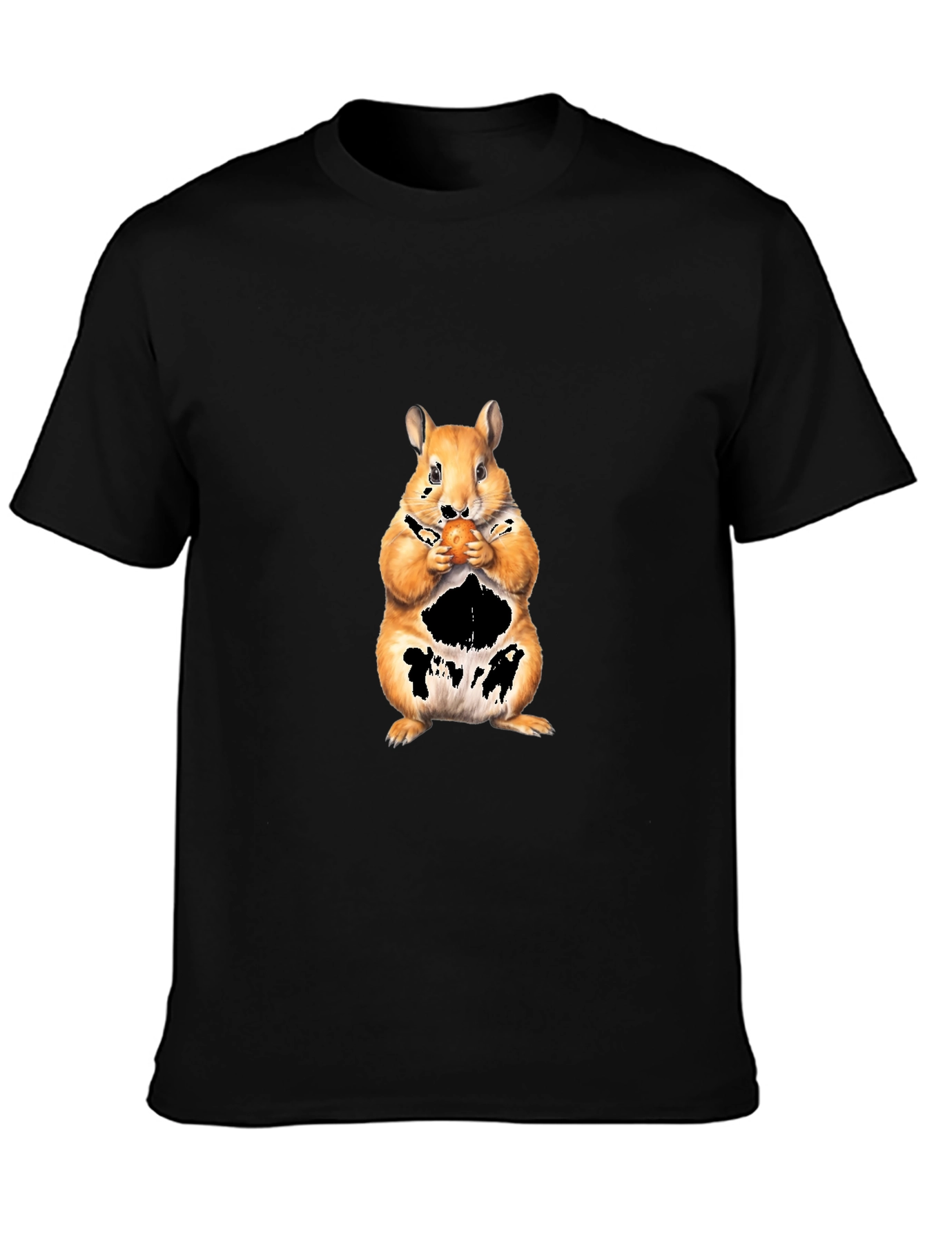 Squirrel Eating Nut Black T-Shirt