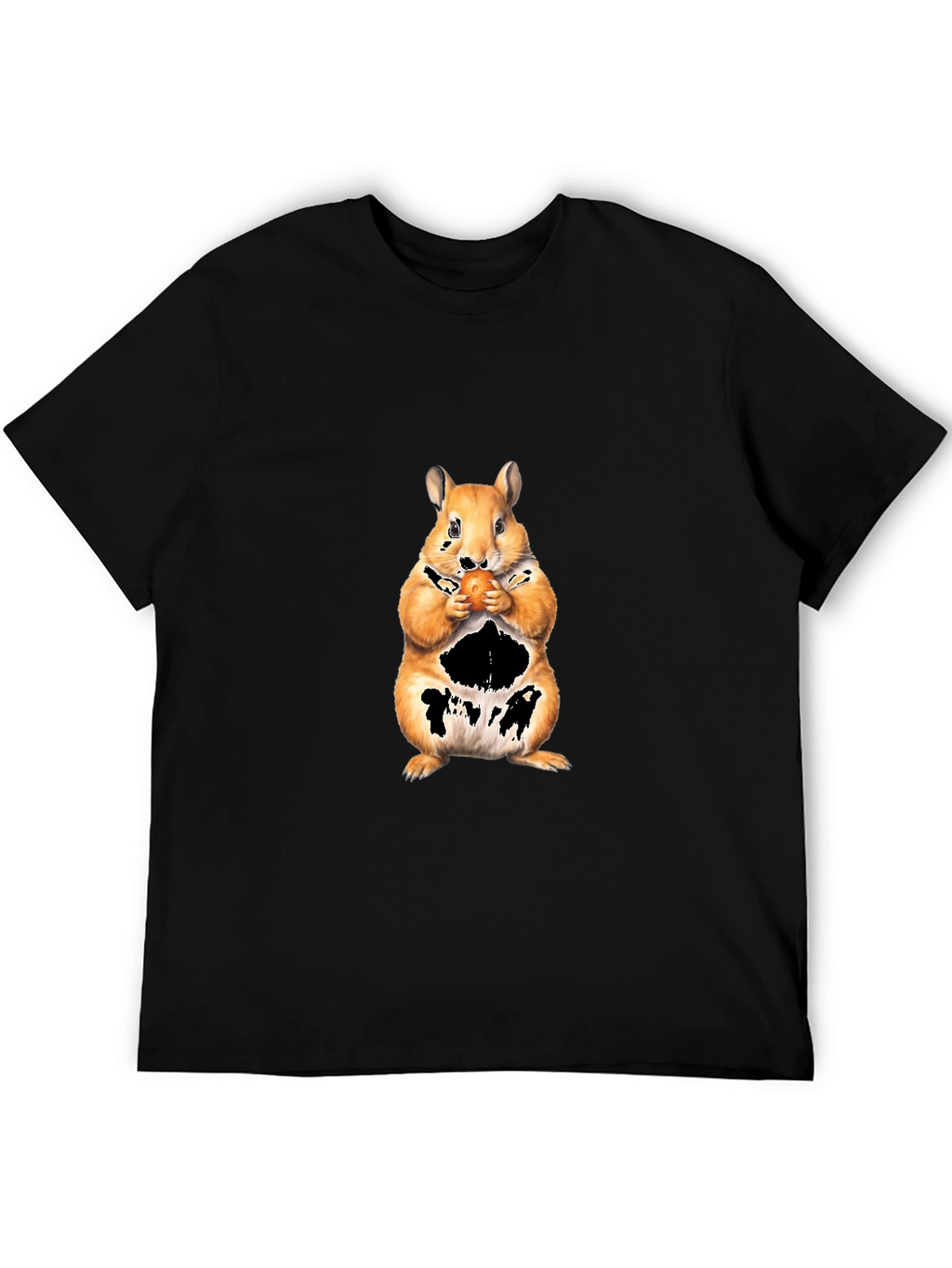 Squirrel Eating Nut Black T-Shirt