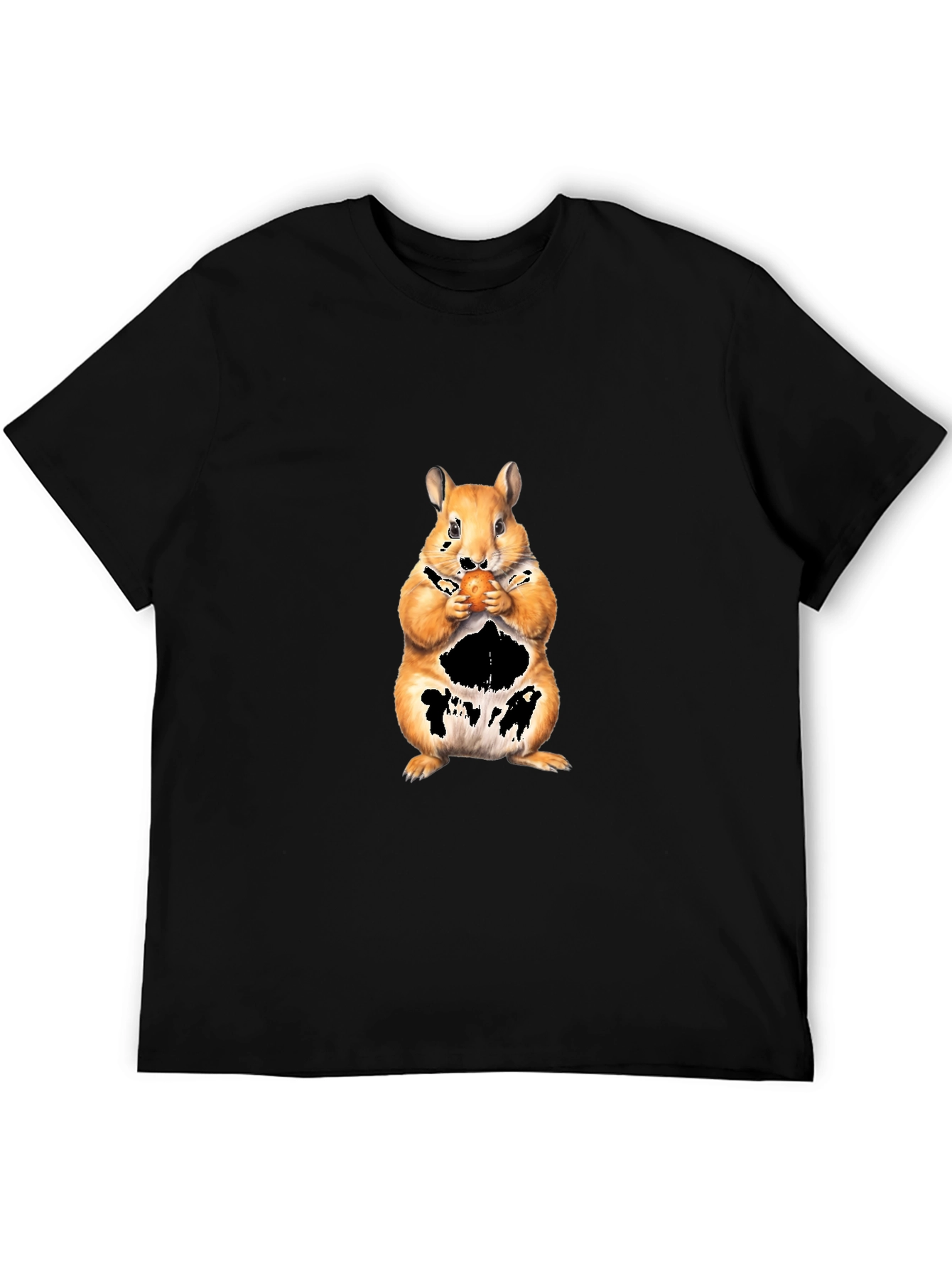 Squirrel Eating Nut Black T-Shirt