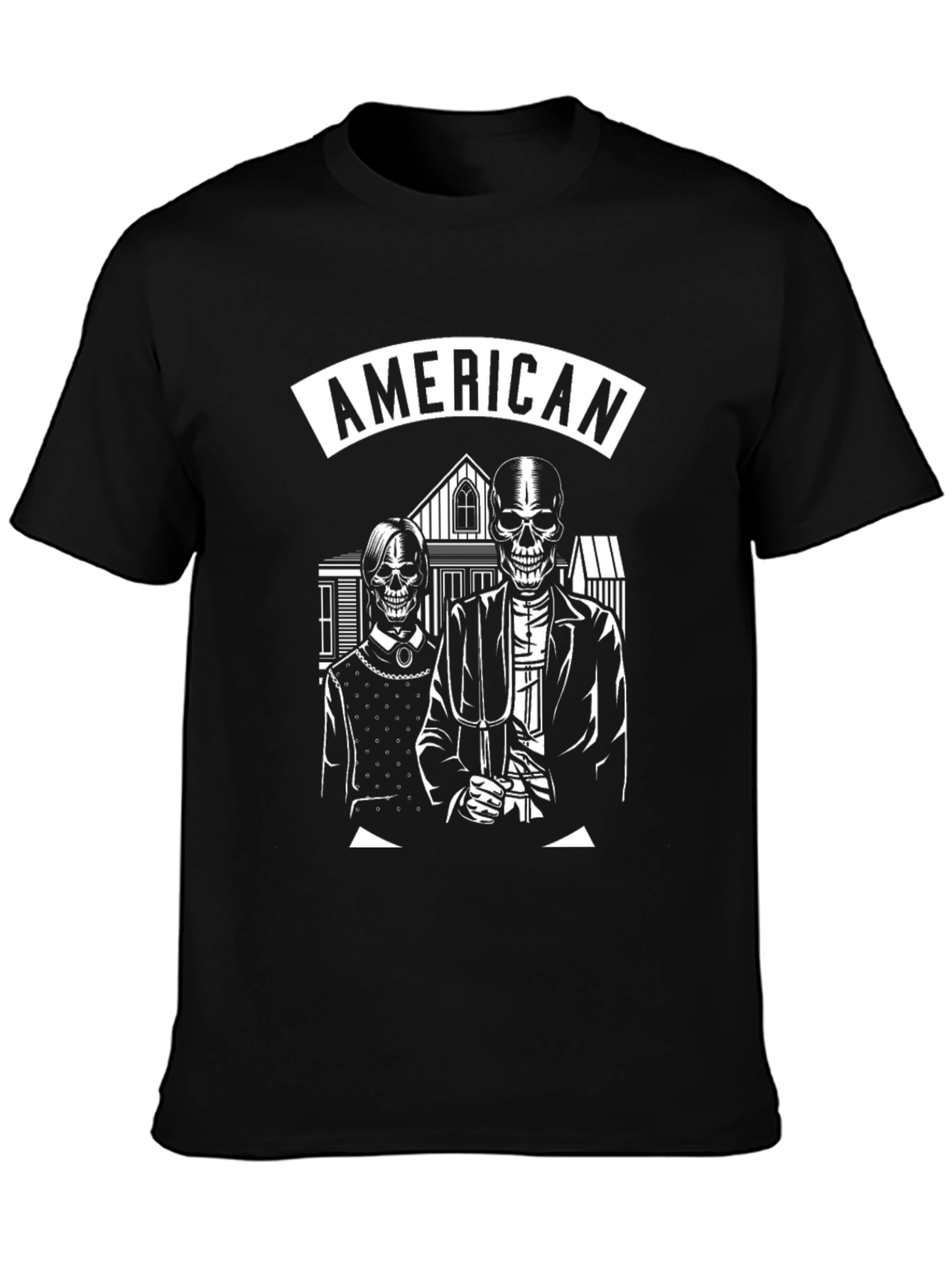American Gothic Skeleton T-Shirt - Black