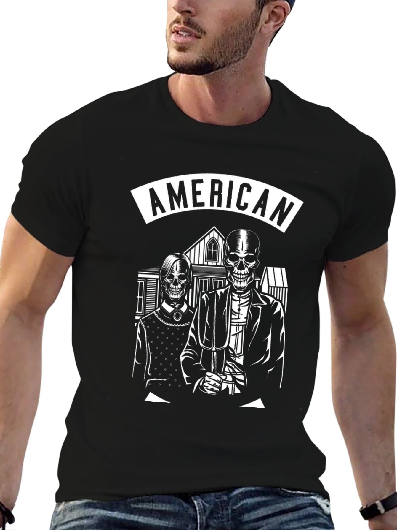 American Gothic Skeleton T-Shirt - Black
