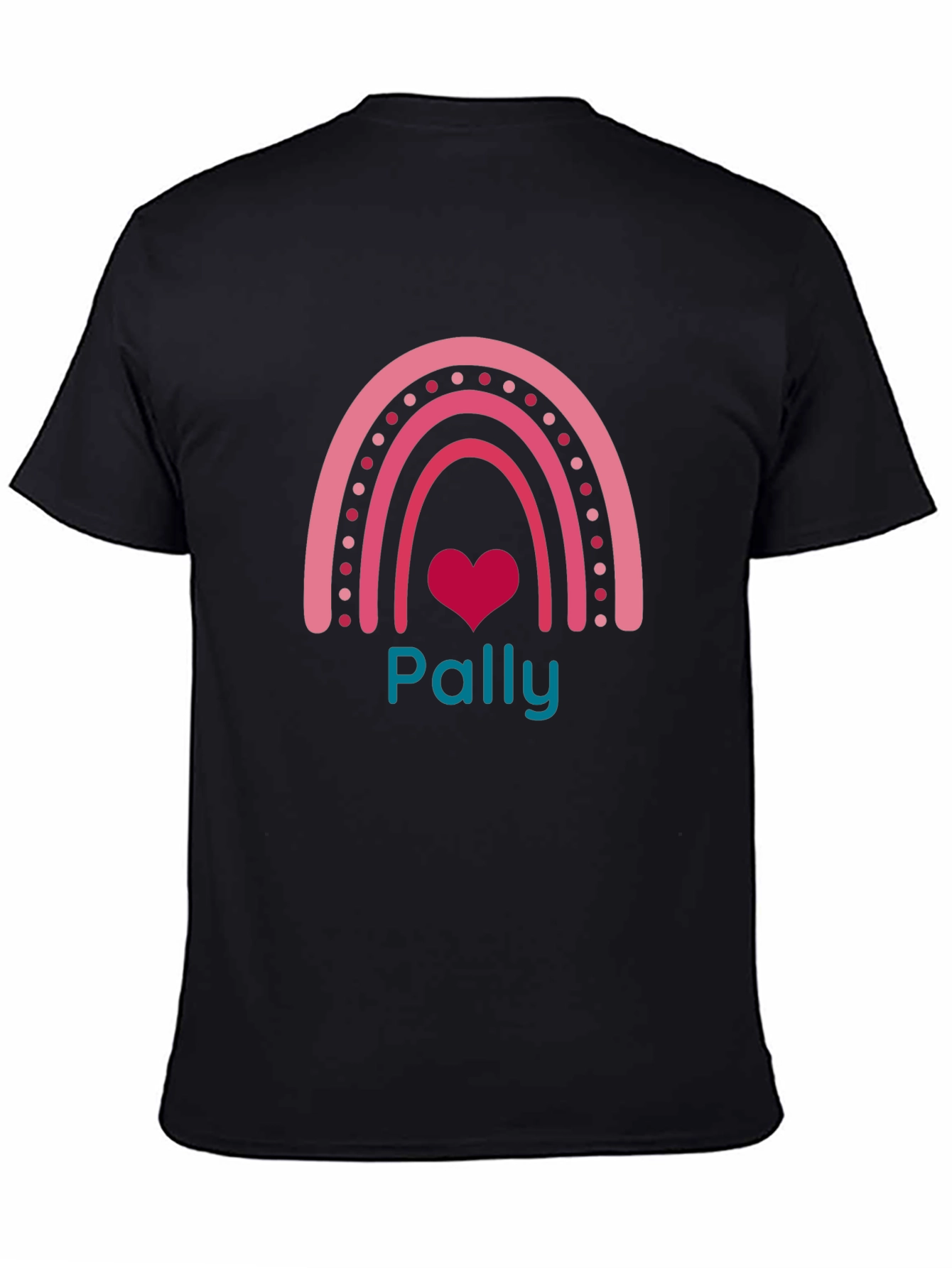 Pally Rainbow Heart Graphic Tee - Black
