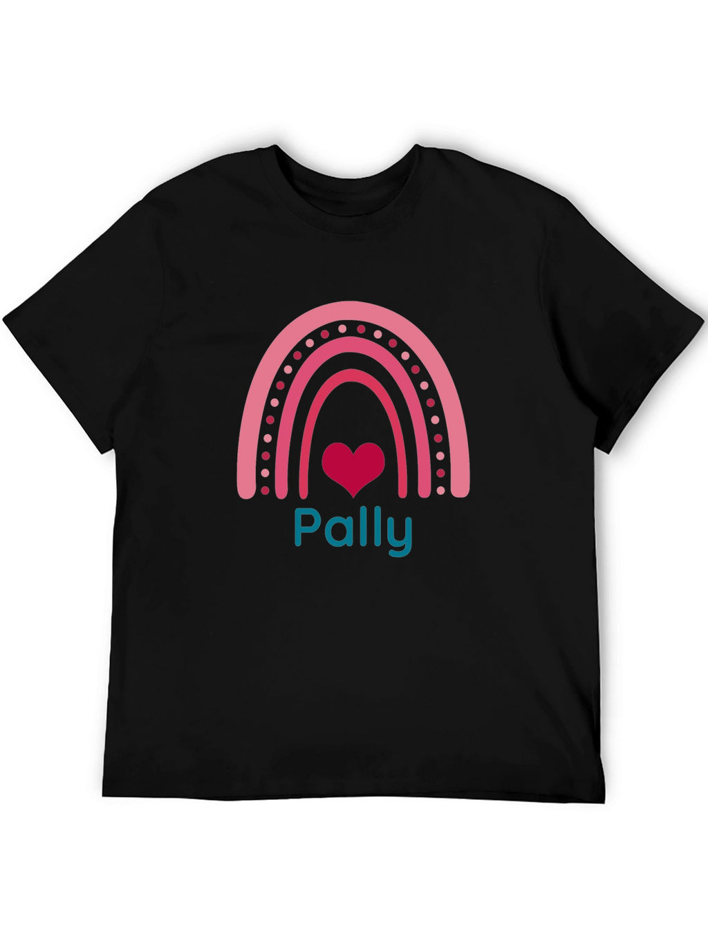 Pally Rainbow Heart Graphic Tee - Black