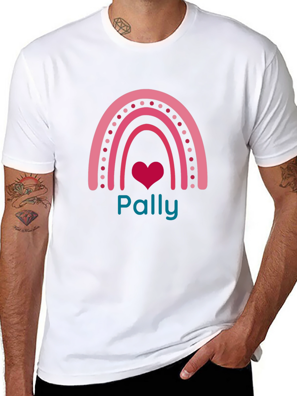 Pally Rainbow Heart Graphic Tee - Black