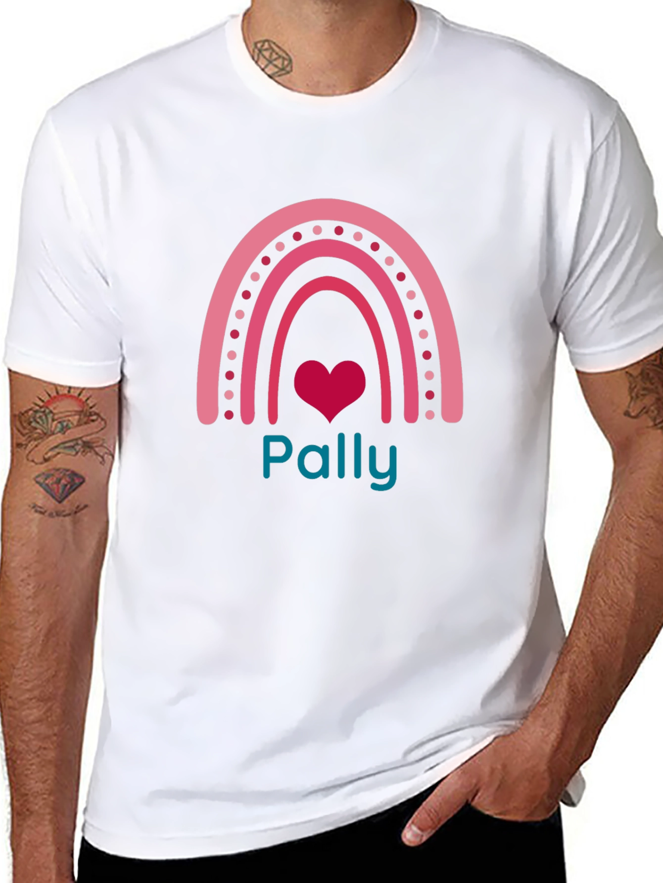 Pally Rainbow Heart Graphic Tee - Black