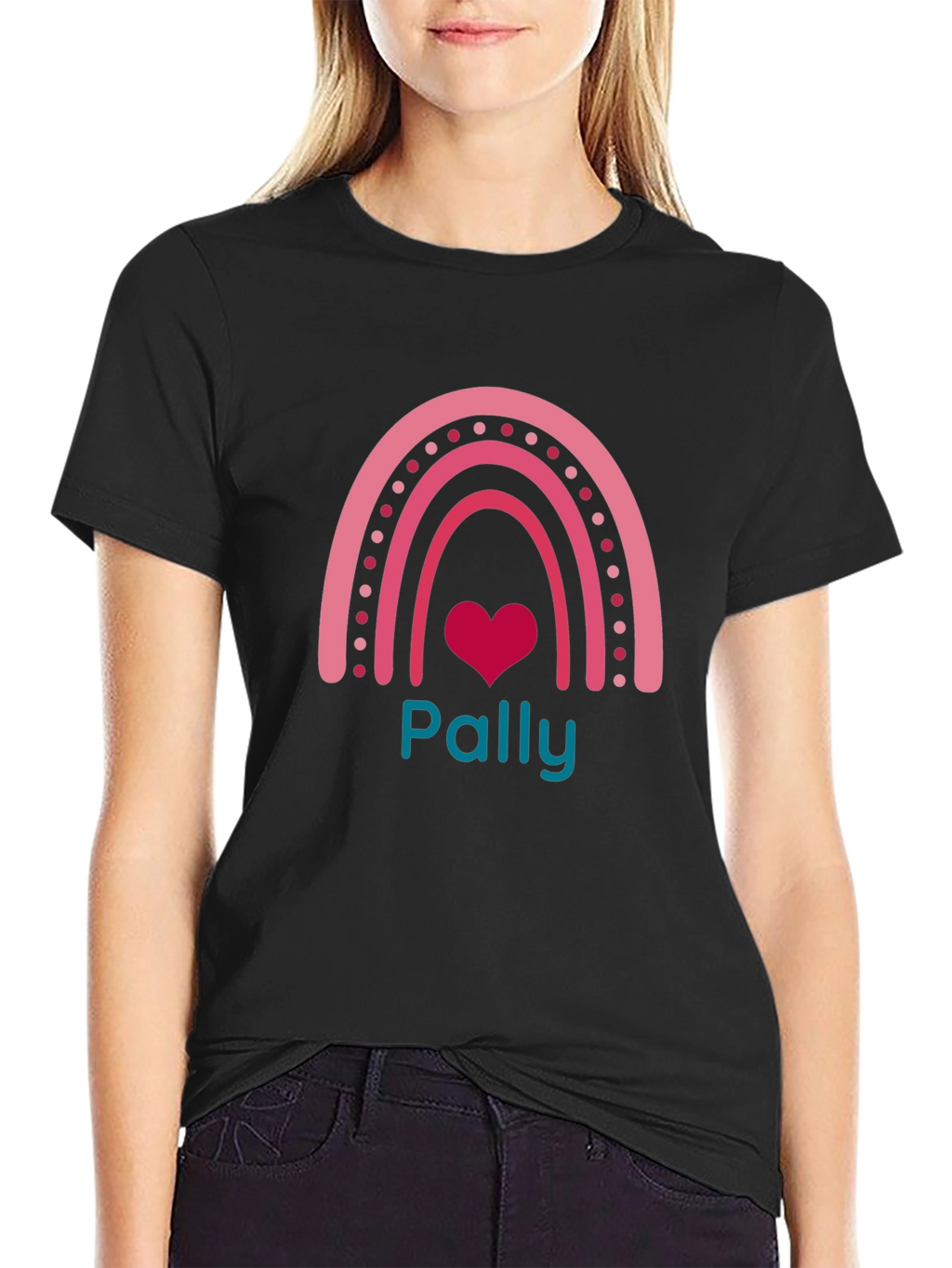 Pally Rainbow Heart Graphic Tee - Black