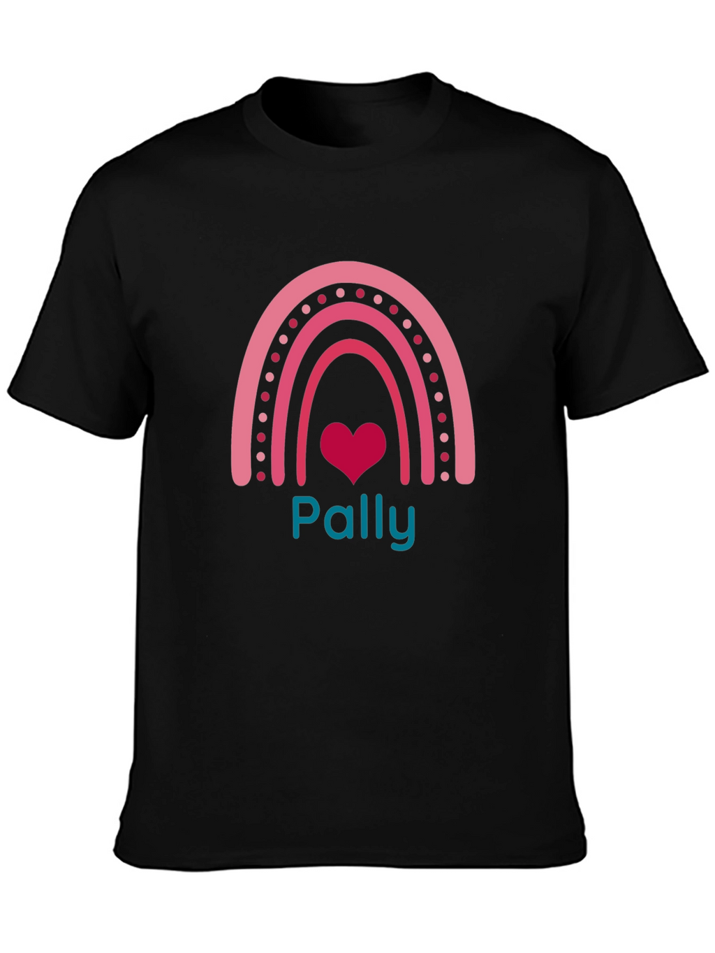 Pally Rainbow Heart Graphic Tee - Black