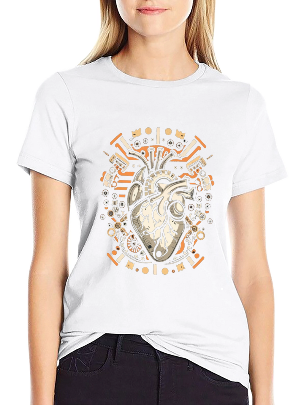 Steampunk Heart Graphic T-Shirt - Unique Anatomical Design