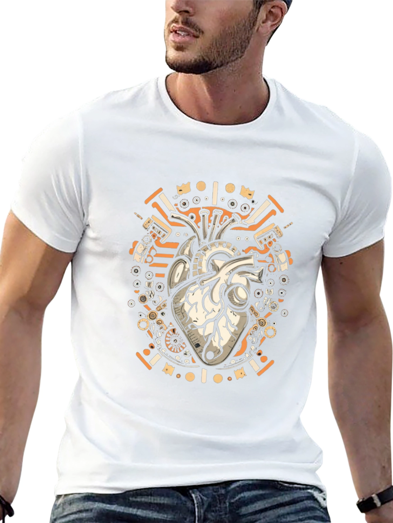Steampunk Heart Graphic T-Shirt - Unique Anatomical Design