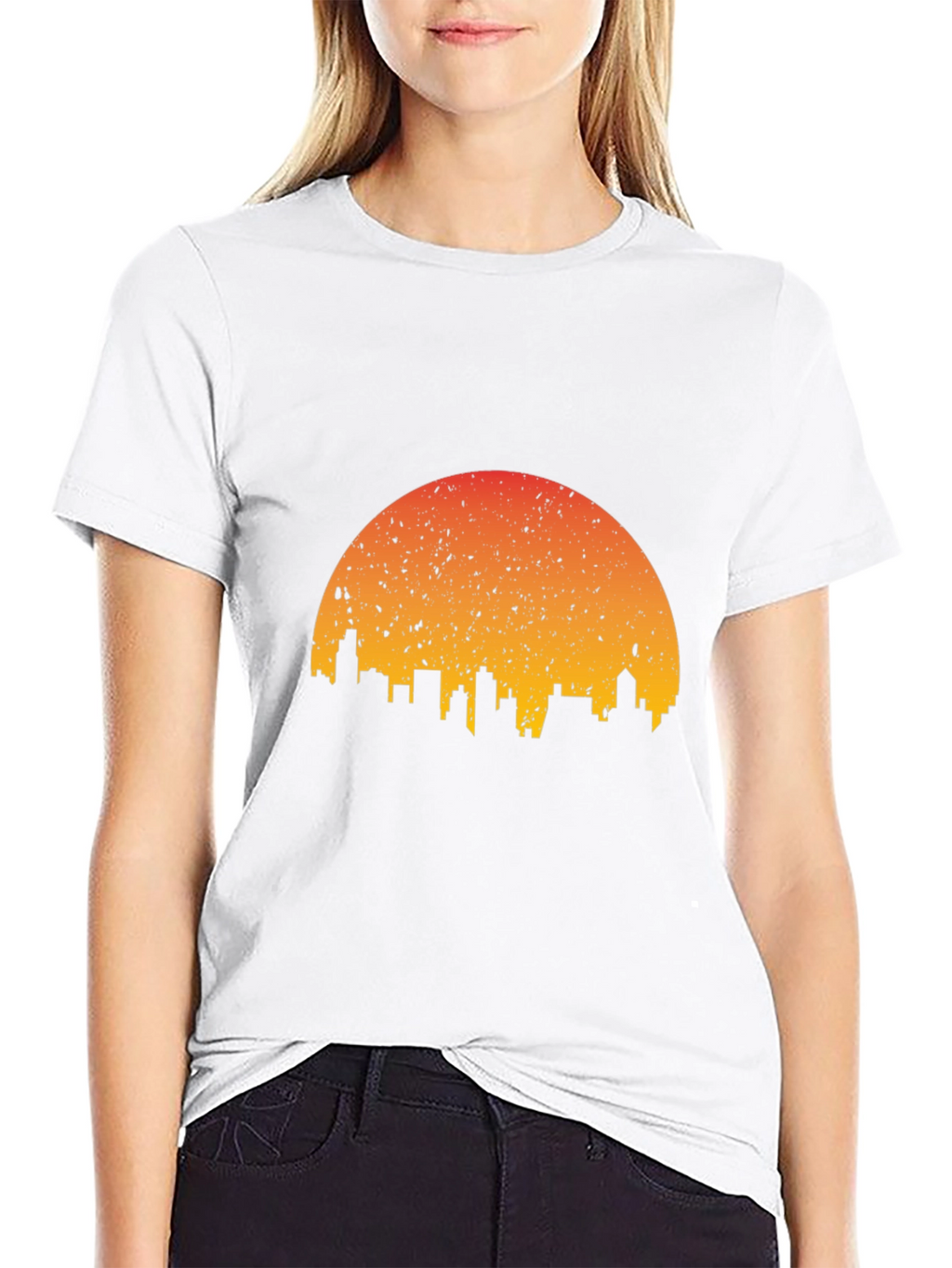 Sunset Skyline Graphic Tee - Stylish Black T-Shirt