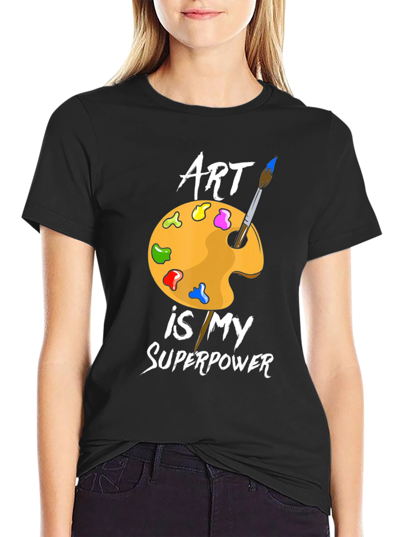 Art Is My Superpower T-Shirt - Black Cotton Artist Tee