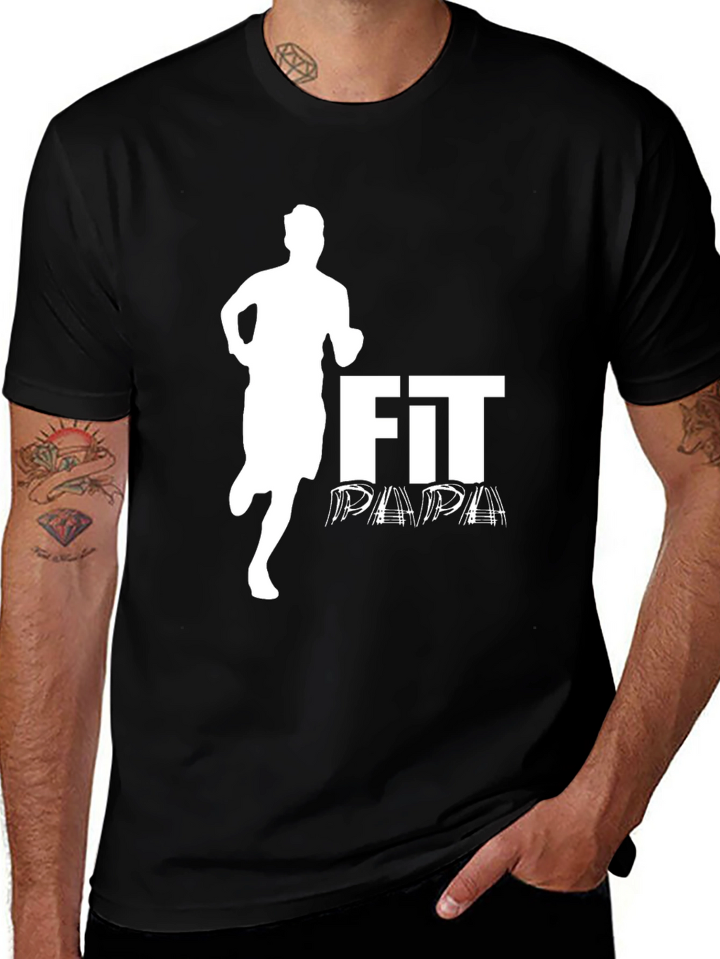 Fit Papa Graphic Tee - Black Athletic Dad Shirt