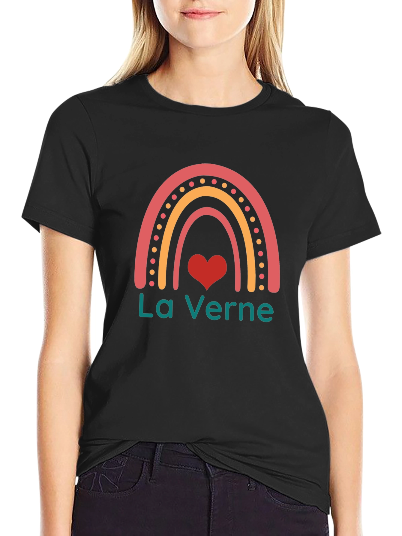 La Verne Rainbow Heart T-Shirt - Black