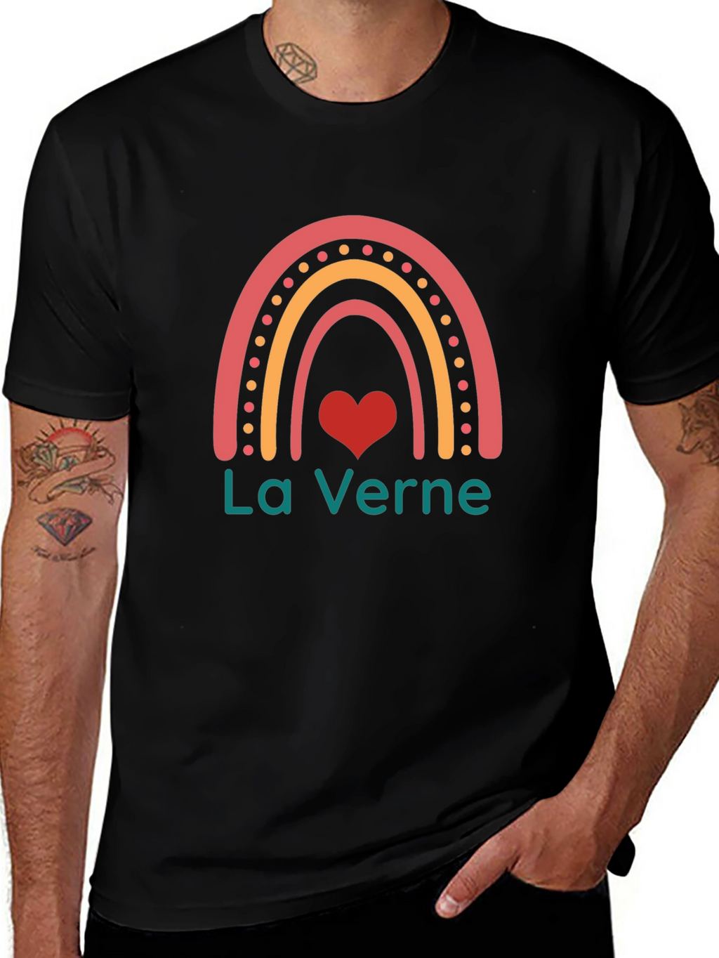 La Verne Rainbow Heart T-Shirt - Black