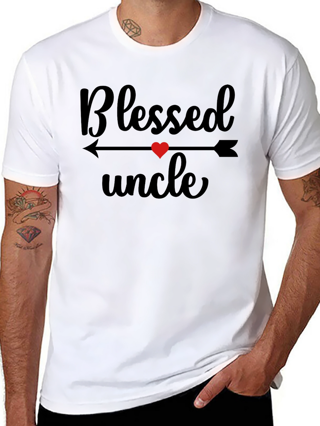 Blessed Uncle T-Shirt Heart Arrow Design