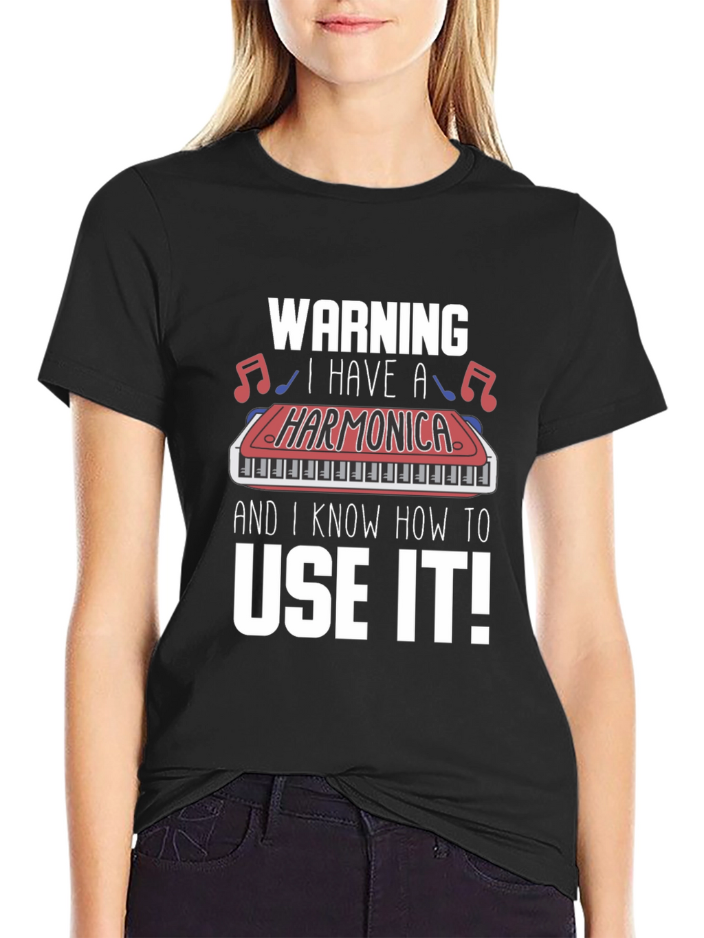 Warning Harmonica T-Shirt - Musician Novelty Tee