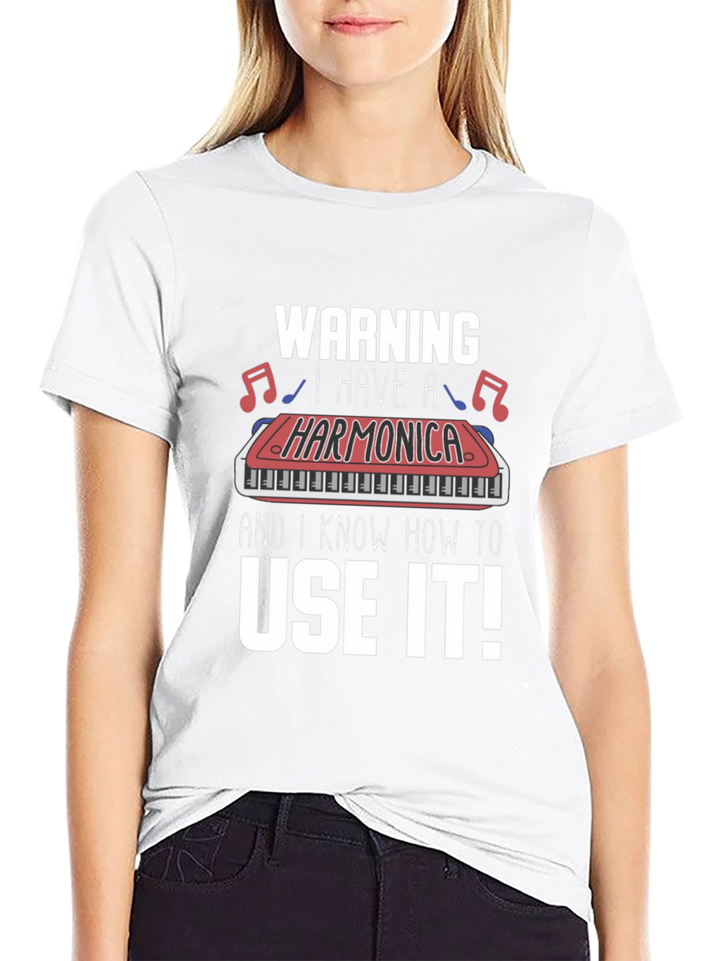 Warning Harmonica T-Shirt - Musician Novelty Tee