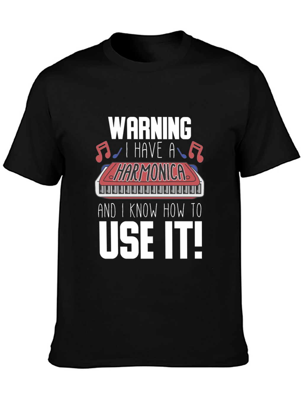 Warning Harmonica T-Shirt - Musician Novelty Tee