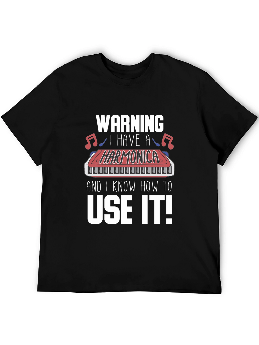 Warning Harmonica T-Shirt - Musician Novelty Tee