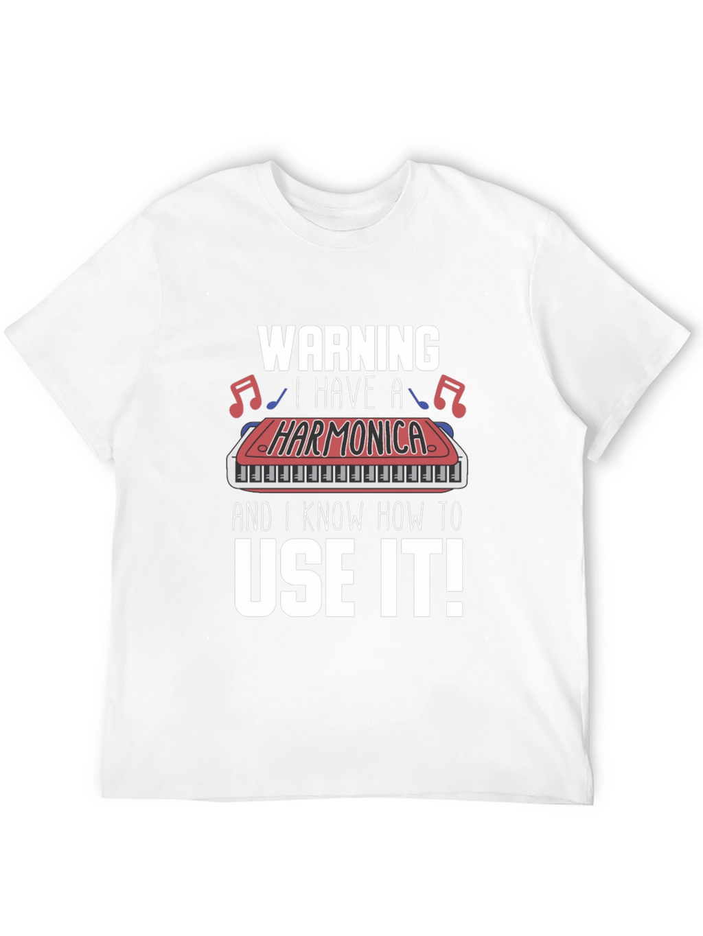 Warning Harmonica T-Shirt - Musician Novelty Tee