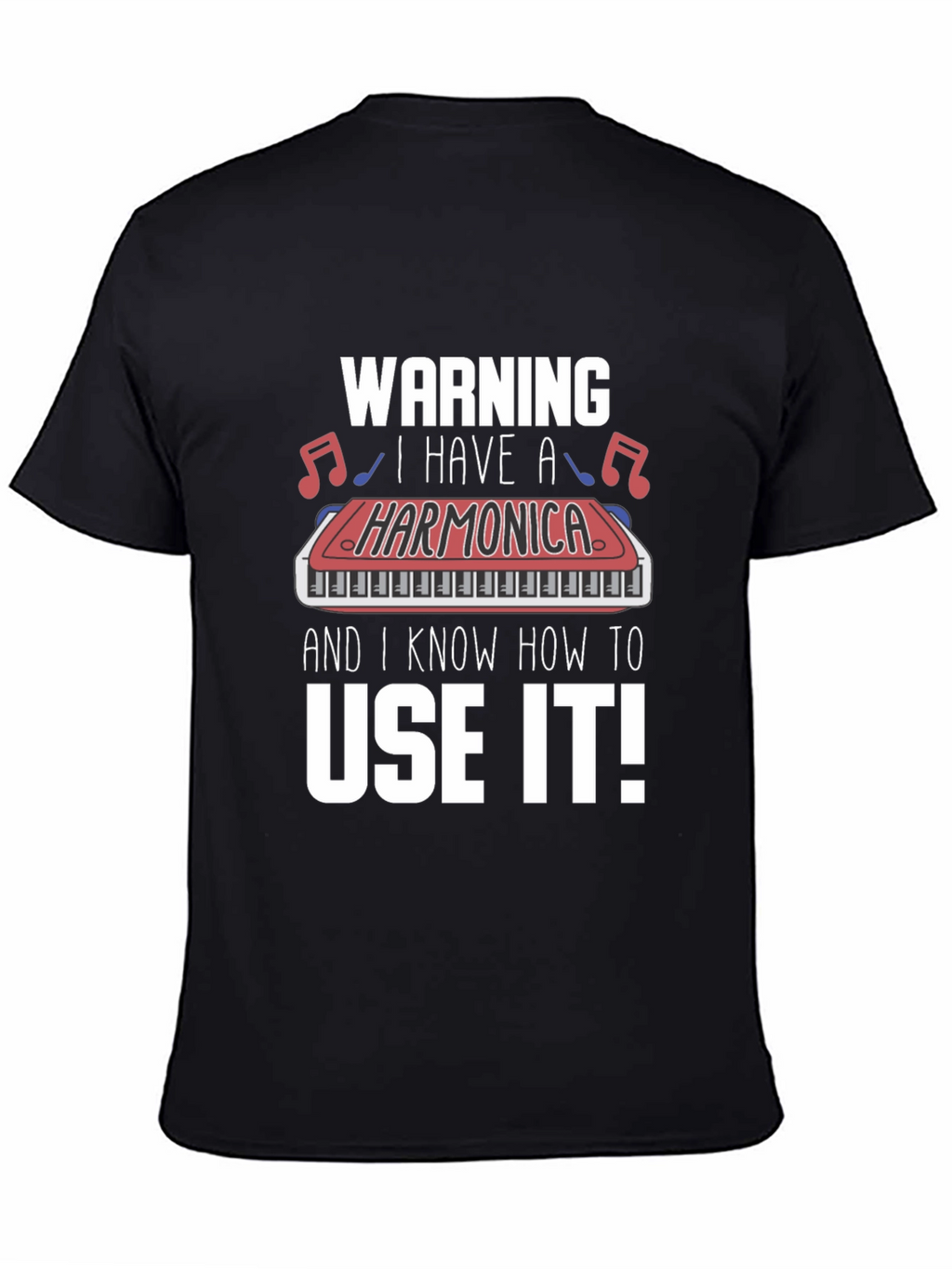 Warning Harmonica T-Shirt - Musician Novelty Tee