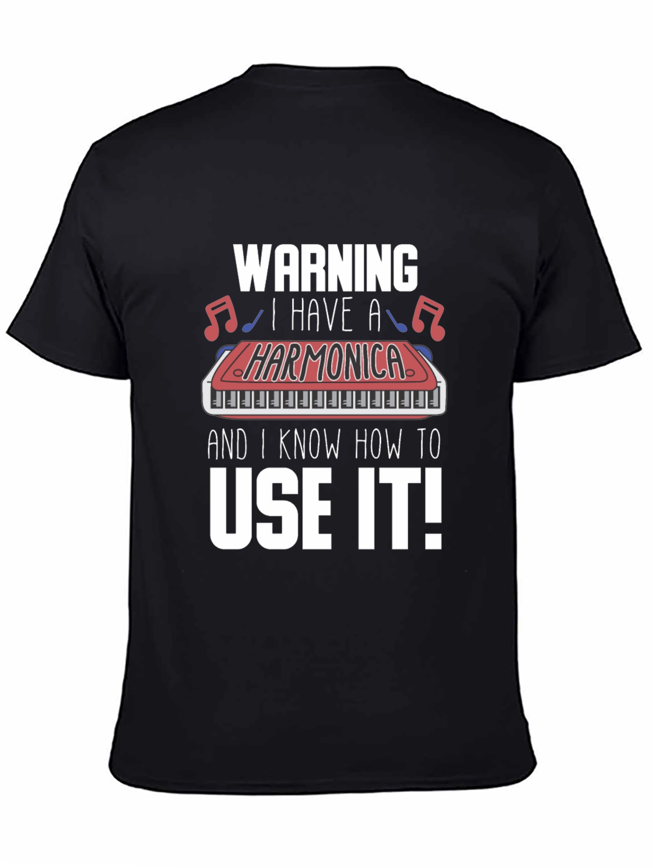 Warning Harmonica T-Shirt - Musician Novelty Tee