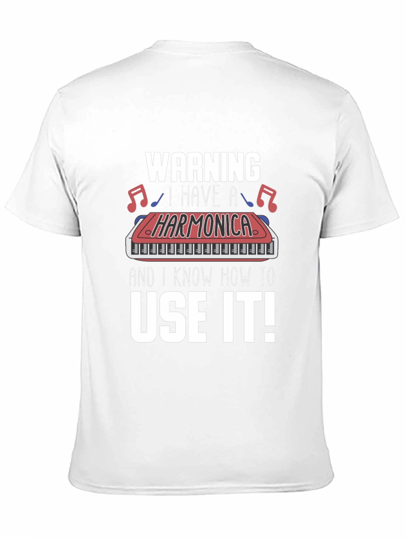 Warning Harmonica T-Shirt - Musician Novelty Tee