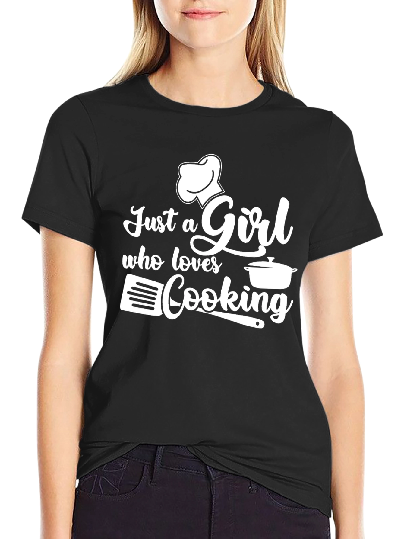 Just a Girl Who Loves Cooking Black T-Shirt