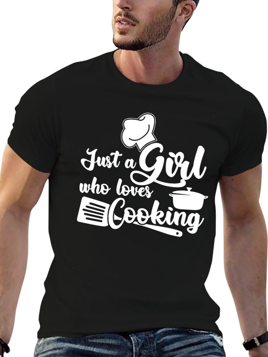 Just a Girl Who Loves Cooking Black T-Shirt